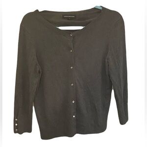 Express Lace Back Dark Jeweled Grey Button Down Cardigan